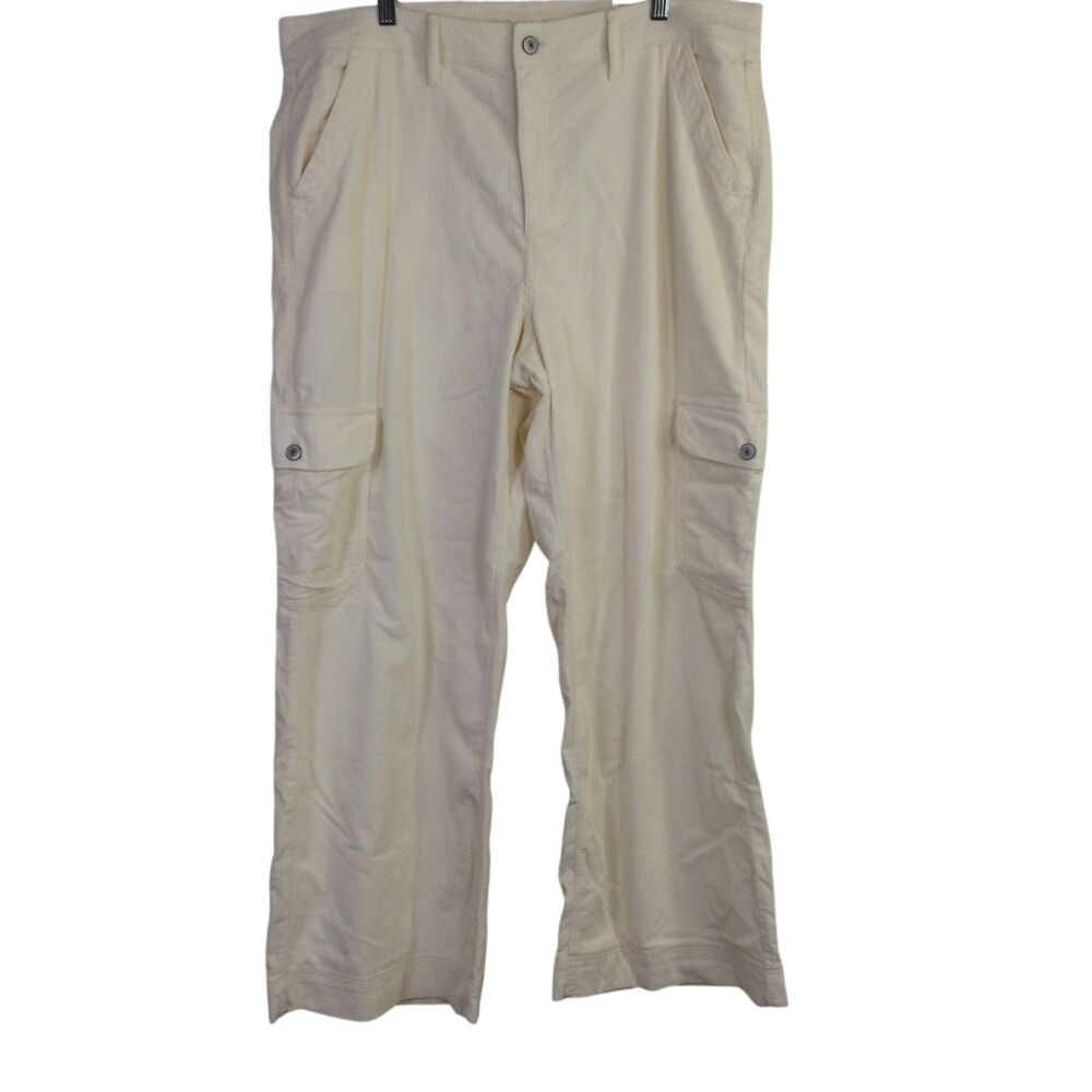 American Eagle Dreamy Drape High-Rise Baggy Wide-Leg Cargo Pant IvorySize 18 NWT